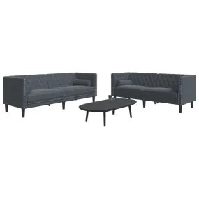 2 Piece Chesterfield Sofa Set with Bolsters Dark Gray Velvet