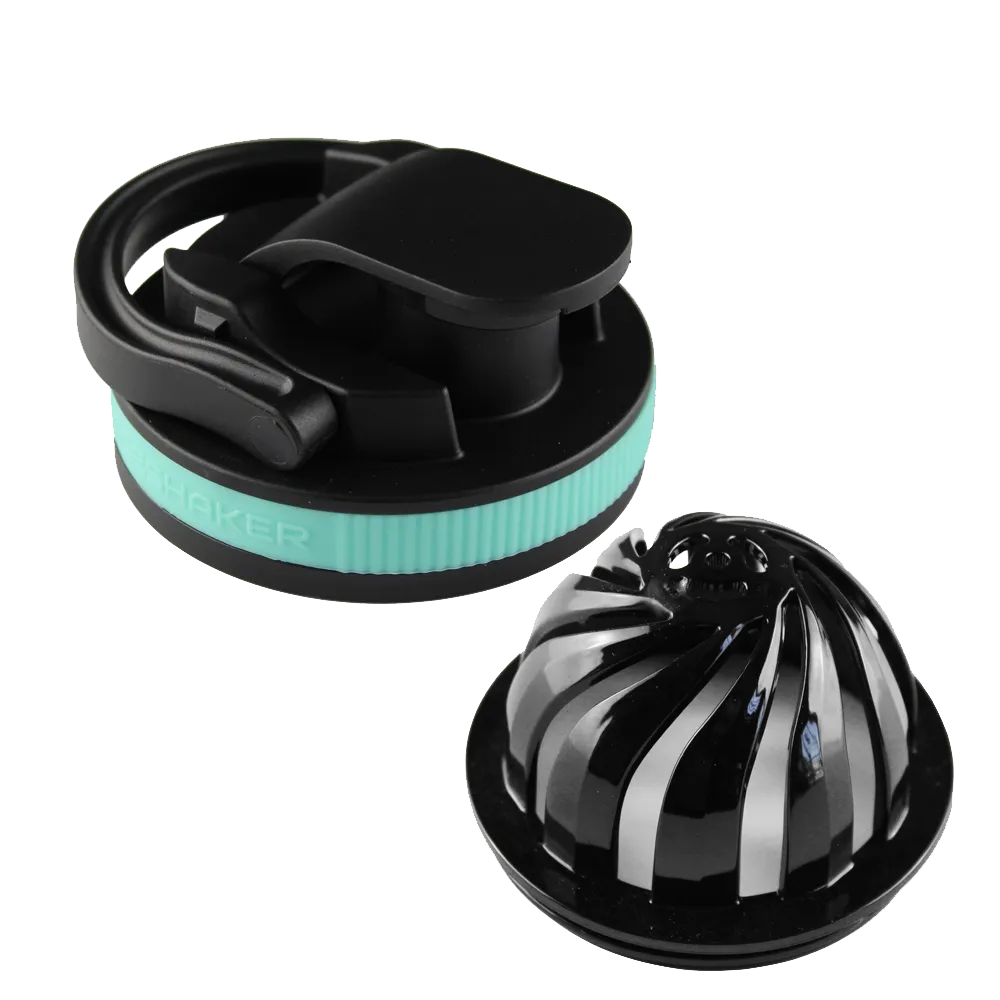 26oz Shaker Lid   Agitator Combo - Black Lid with Mint Band