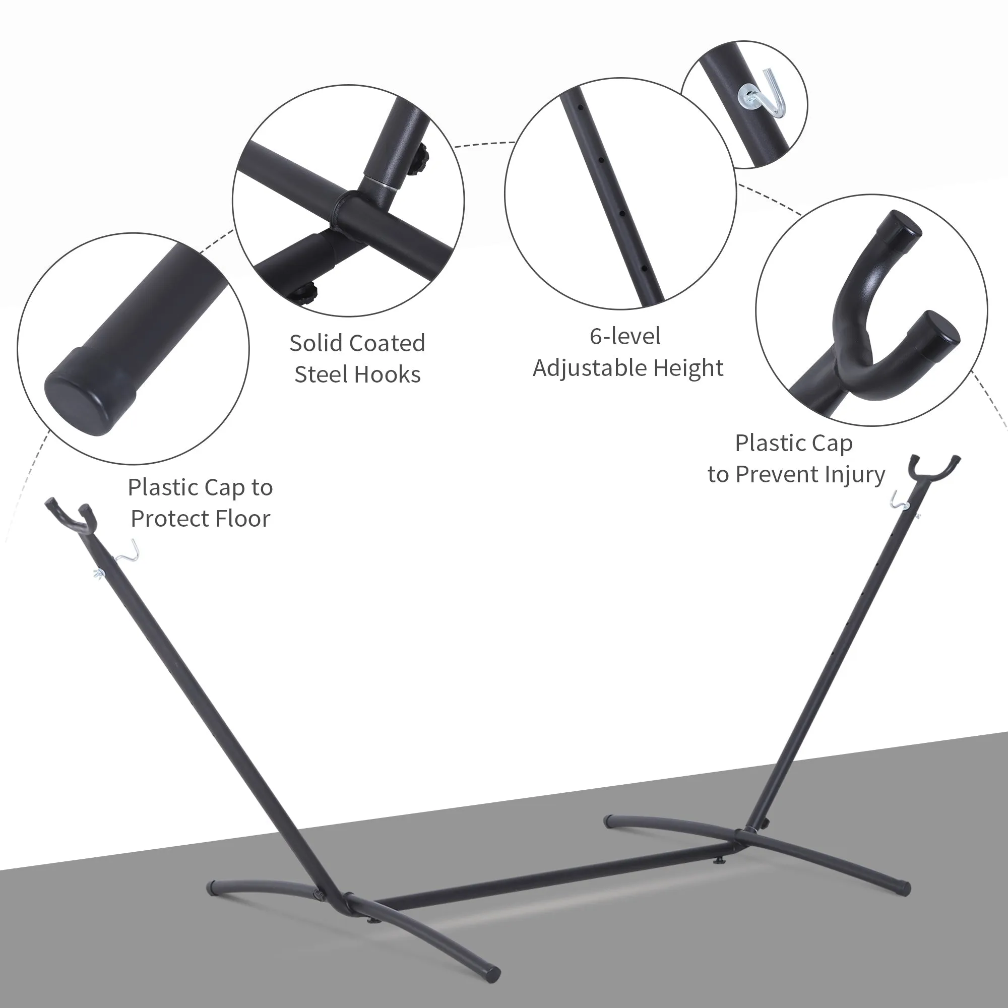2.86m Universal Hammock Stand Metal Frame Garden Camping Picnic Outdoor Patio Replacement – Stand Only