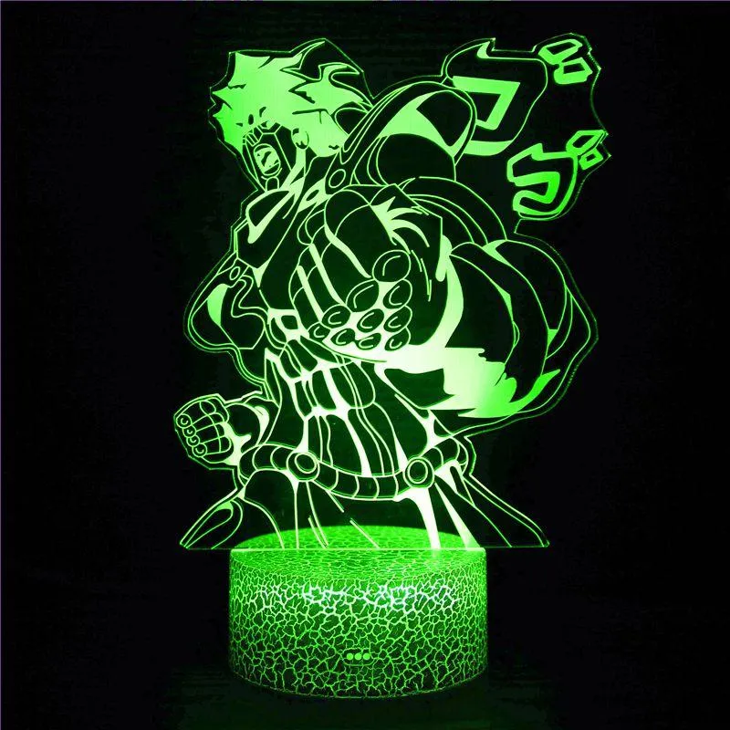 3D Night Light Jojo Bizarre Adventure Figure Kujo Jotaro Figurine Higashikata Josuke Kakyoin Noriaki Action Figure Mod 3D Night Lamp