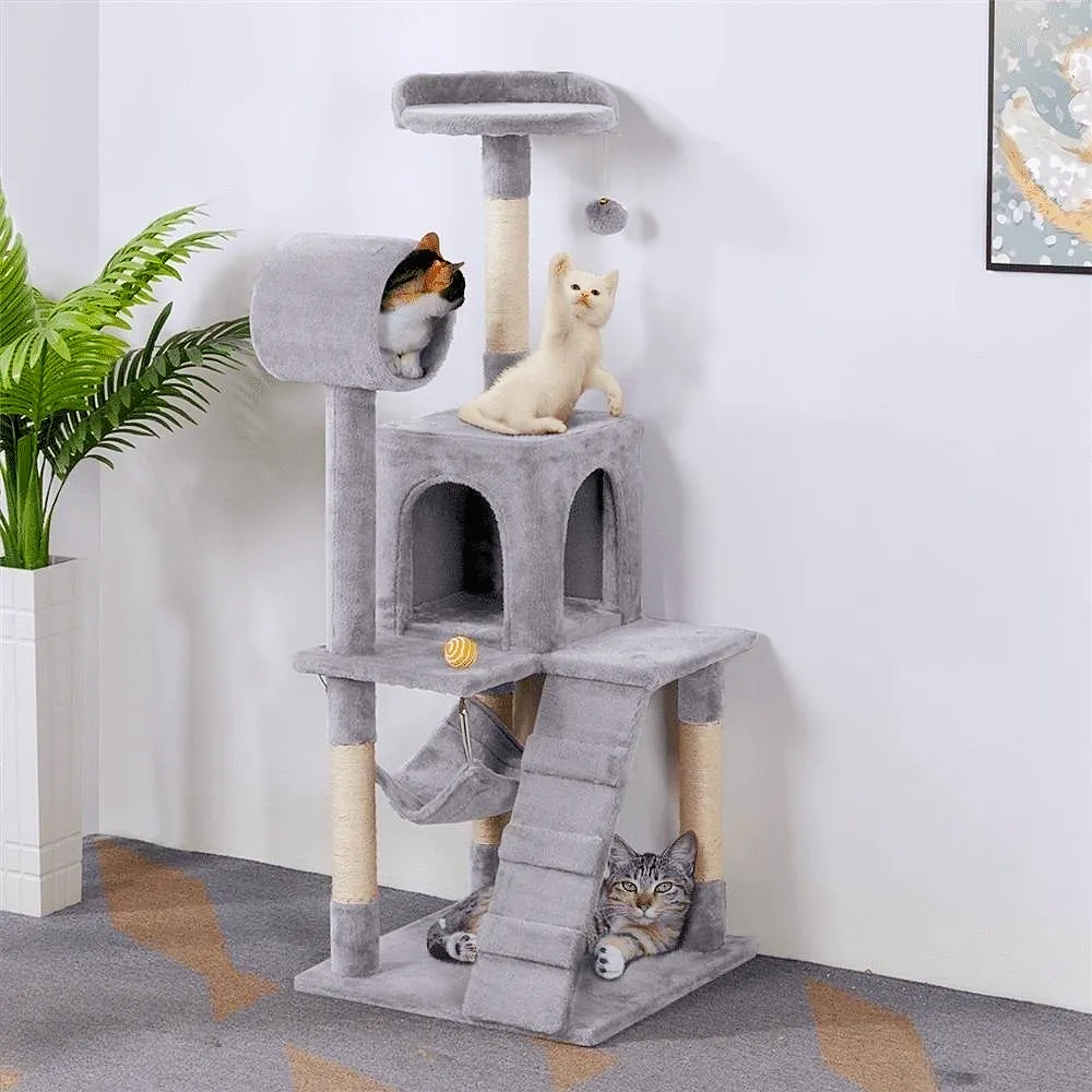 51'' Multilevel Cat Tree with Condo-Light Gray