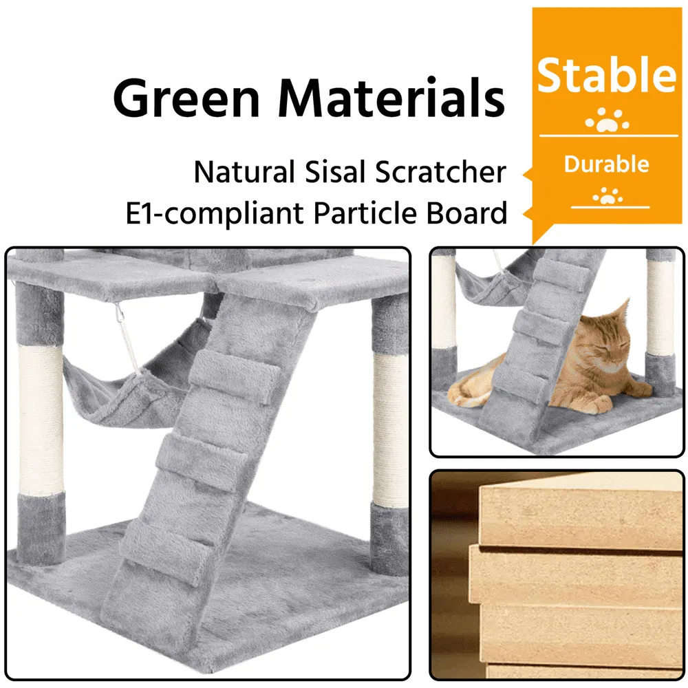 51'' Multilevel Cat Tree with Condo-Light Gray