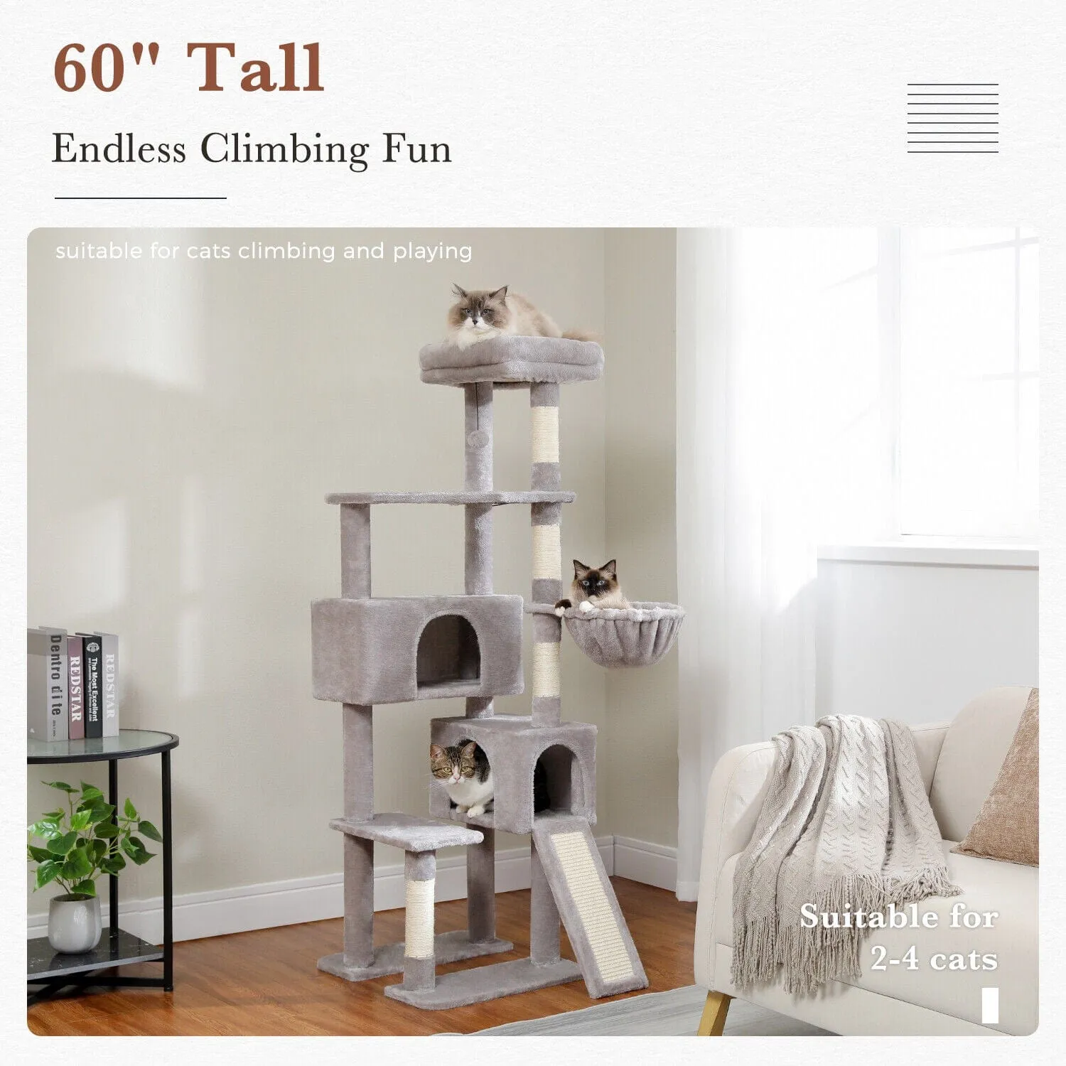 60" Multilevel Cat Scratching Tree