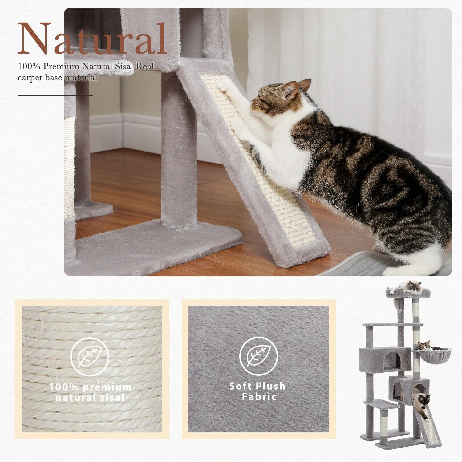 60" Multilevel Cat Scratching Tree
