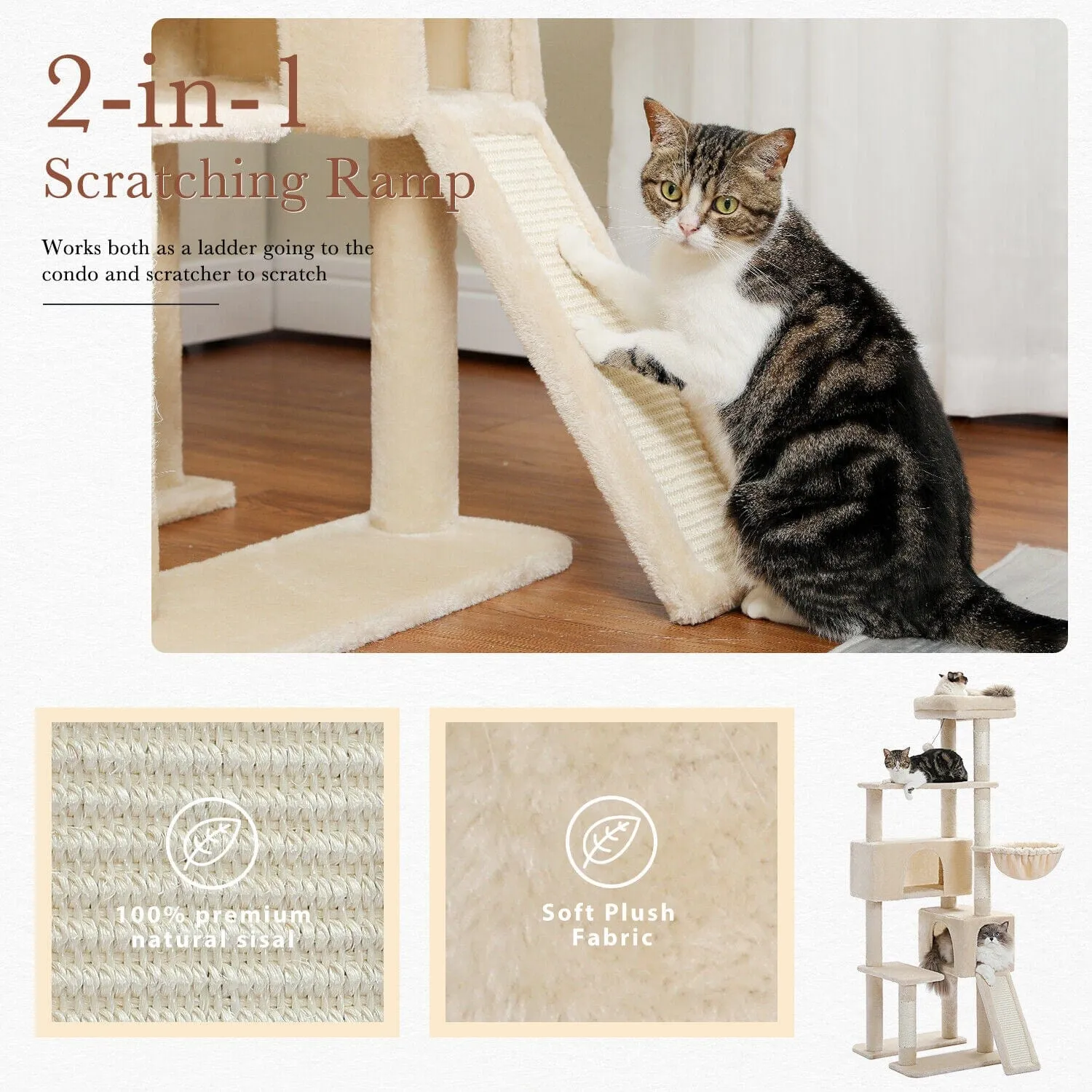 60" Multilevel Cat Scratching Tree