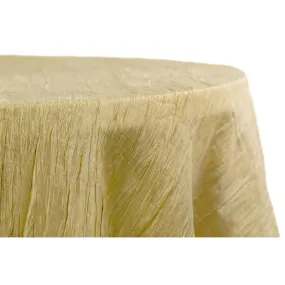 Accordion Crinkle Taffeta 120" Round Tablecloth - Gold