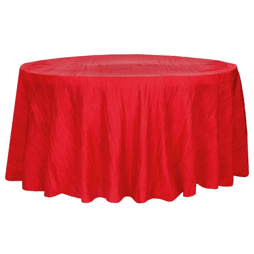 Accordion Crinkle Taffeta 120" Round Tablecloth - Red
