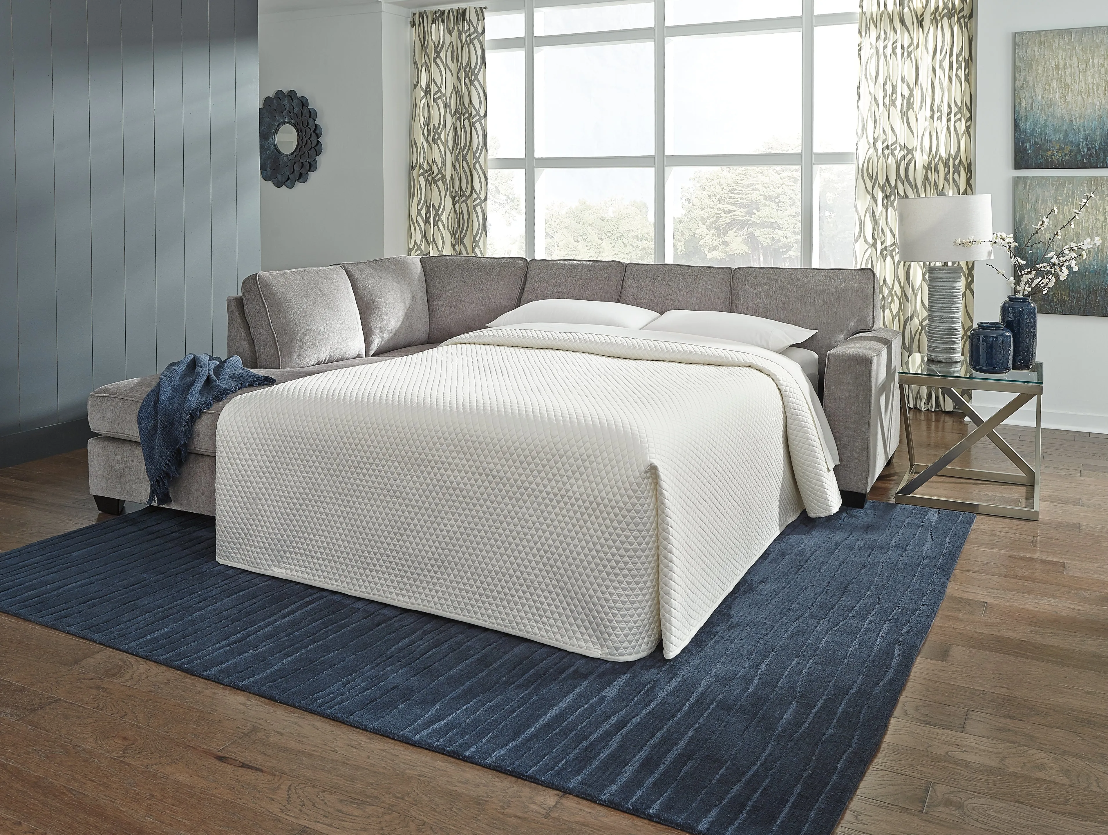 Altari 2-Piece Sleeper Sectional with Ottoman in Alloy
