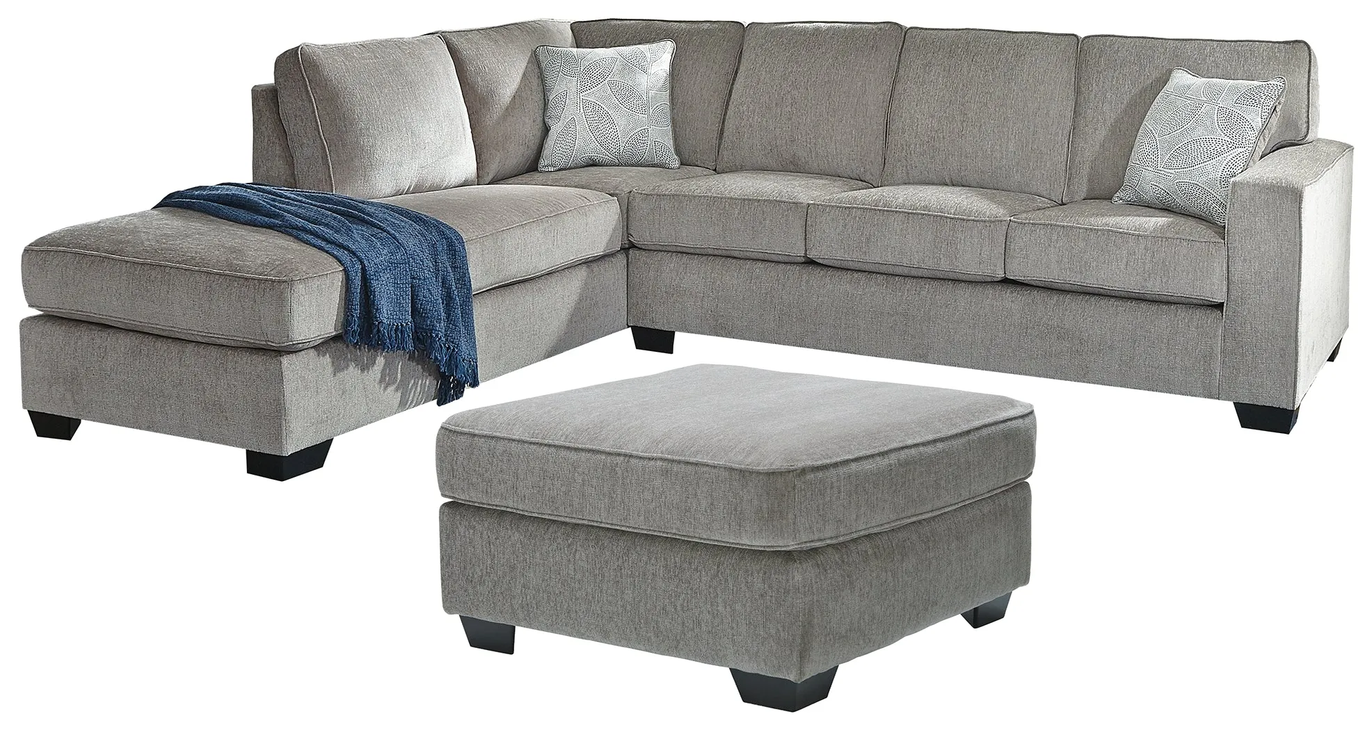 Altari 2-Piece Sleeper Sectional with Ottoman in Alloy