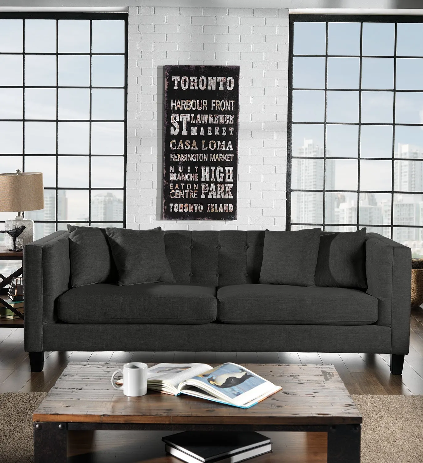 Arbor Sofa, Loveseat and Chair and a Half Set - Dark Grey