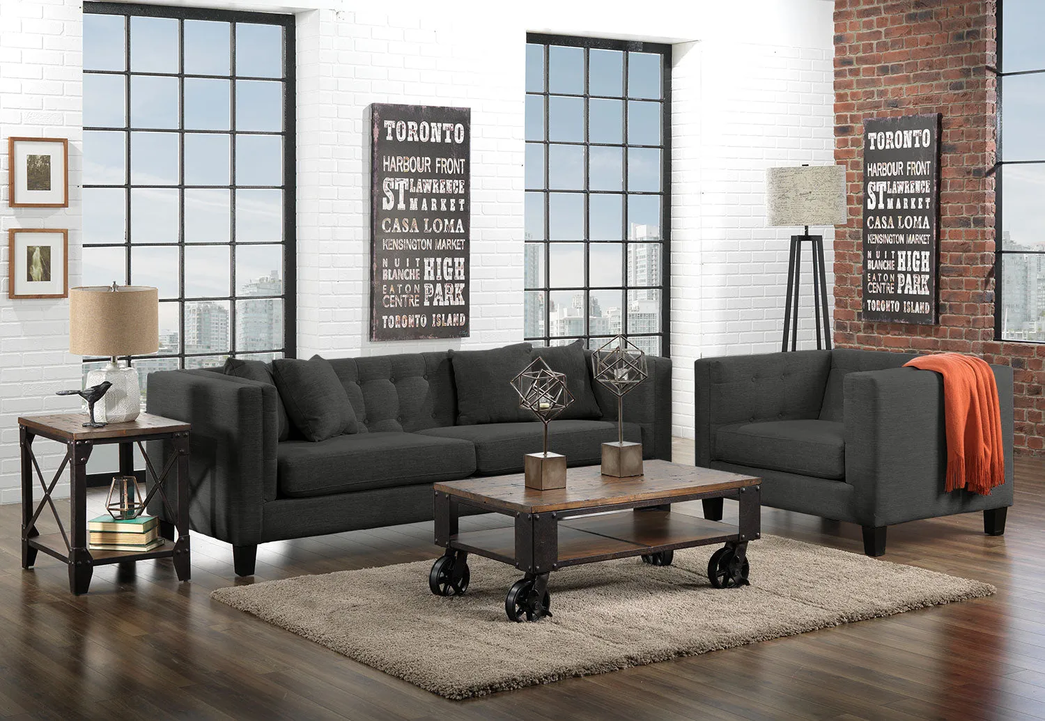 Arbor Sofa, Loveseat and Chair and a Half Set - Dark Grey