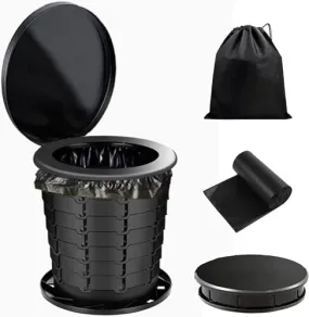 Aydiwops Camping Toilet, Portable Toilet for adults with Adjustable Height - Foldable Travel Toilet Perfect for Outdoor and Indoor Use, Emergency Situations, Traffic Jams, Cars, Tents, Boats (Black)