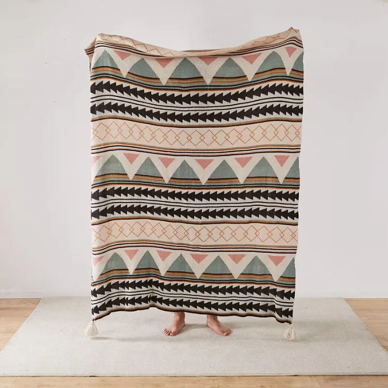 AZTEC TASSELED THROW BLANKET