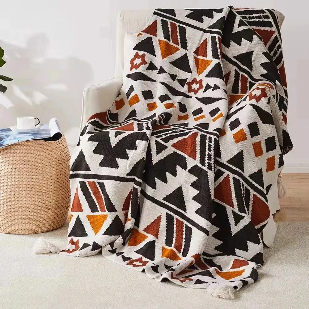 AZTEC TASSELED THROW BLANKET