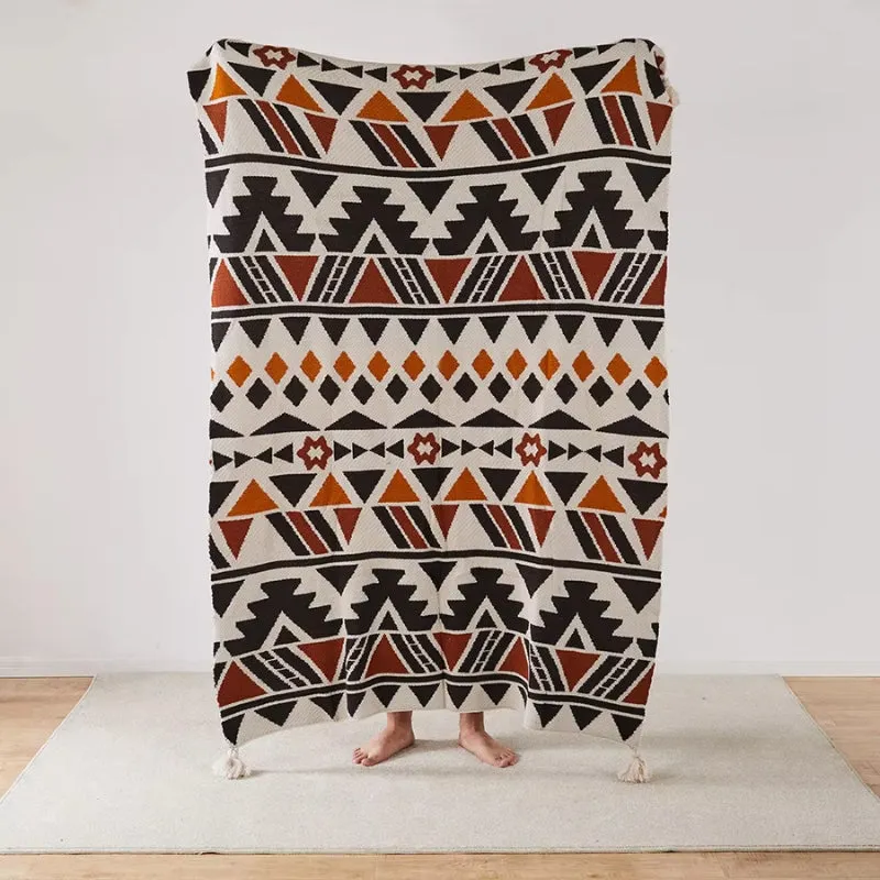 AZTEC TASSELED THROW BLANKET