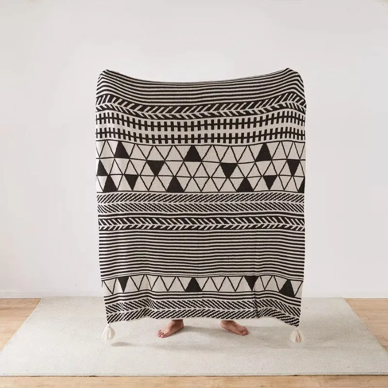 AZTEC TASSELED THROW BLANKET