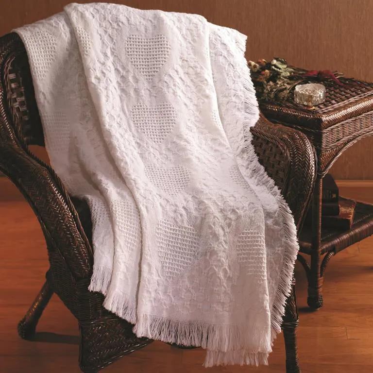 Basket Weave Heart Throw Blanket
