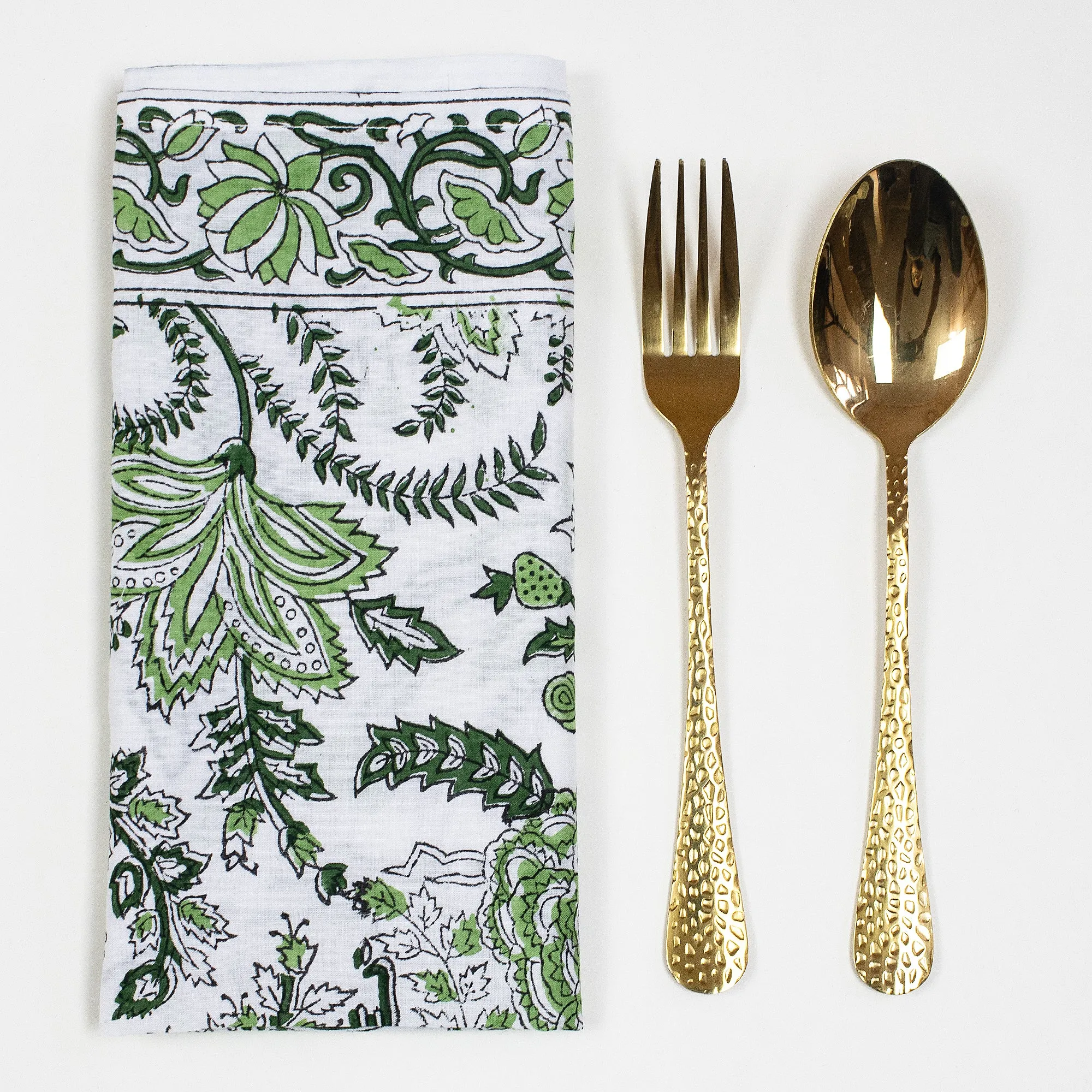 Beautiful Premium Hand Block Green Floral Reusable Soft Napkins