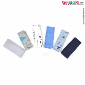 BEN BENNY Hosiery Cotton Napkins for Babies with MultiPrint 6Pcs Set, Size(26*26cm) -MultiColor
