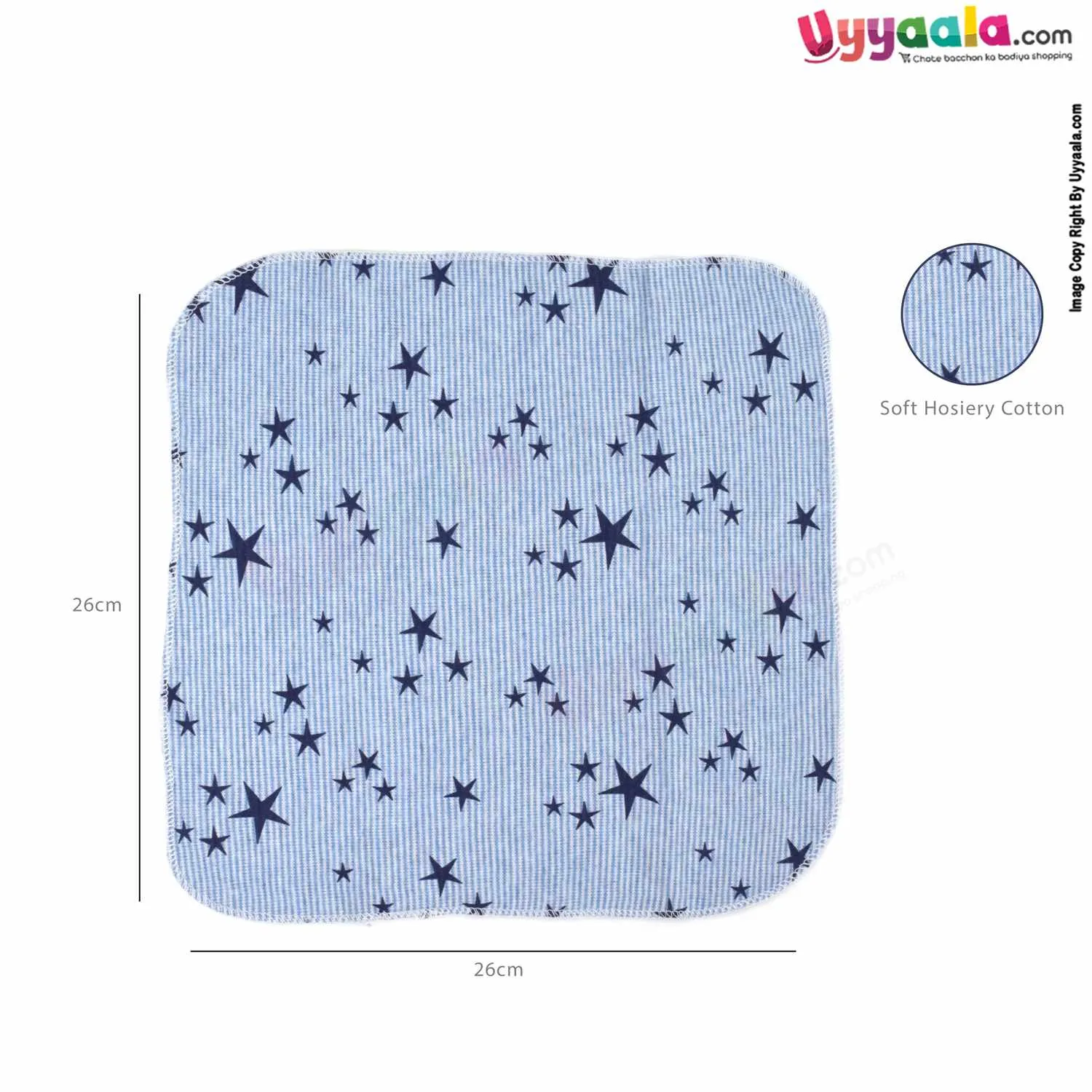 BEN BENNY Hosiery Cotton Napkins for Babies with MultiPrint 6Pcs Set, Size(26*26cm) -MultiColor