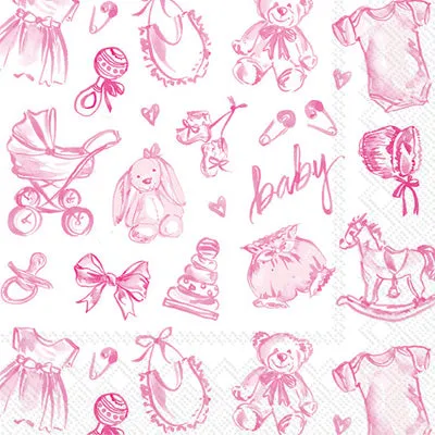 Beverage Napkins - Baby Toile - Pink