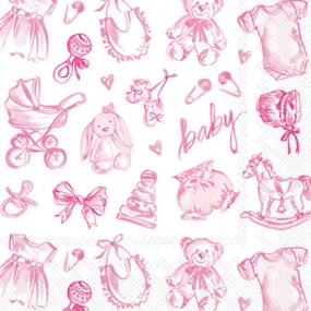 Beverage Napkins - Baby Toile - Pink
