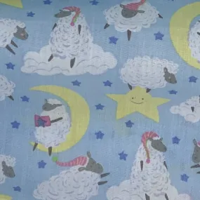 Blue Sheep | Children's Polyester/Cotton Easy Care Print - SKU 9500A #U10