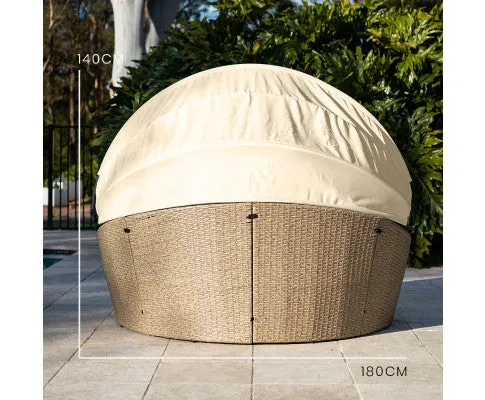 Canopy Daybed Outdoor - Beige 3pc Round Rattan Day Bed Set