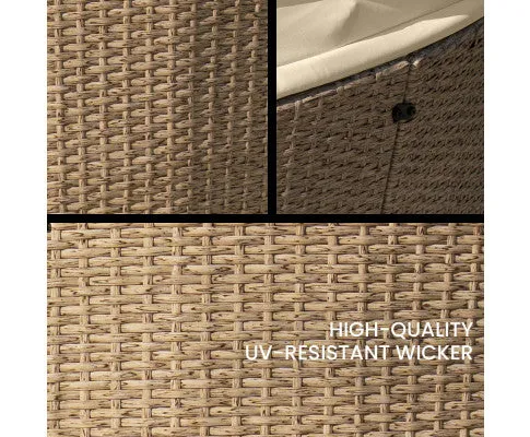 Canopy Daybed Outdoor - Beige 3pc Round Rattan Day Bed Set