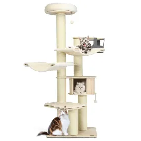 Cat Tree Condo PS7476,77.5 Inch Multi-Level Kitten Activity Tower with Sisal Posts