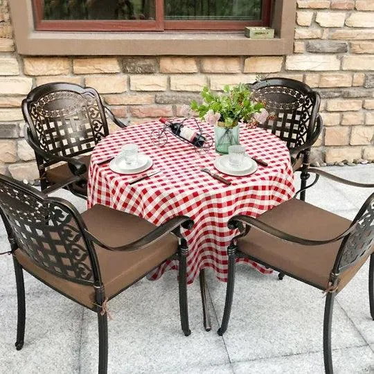 Checkered Outdoor Tablecloth With Umbrella Hole