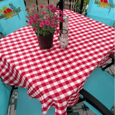 Checkered Outdoor Tablecloth With Umbrella Hole