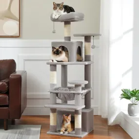 Deluxe Cat Tree Tower for Large Cats - 136cm Height with Hammocks, Condos, and Scratching Posts