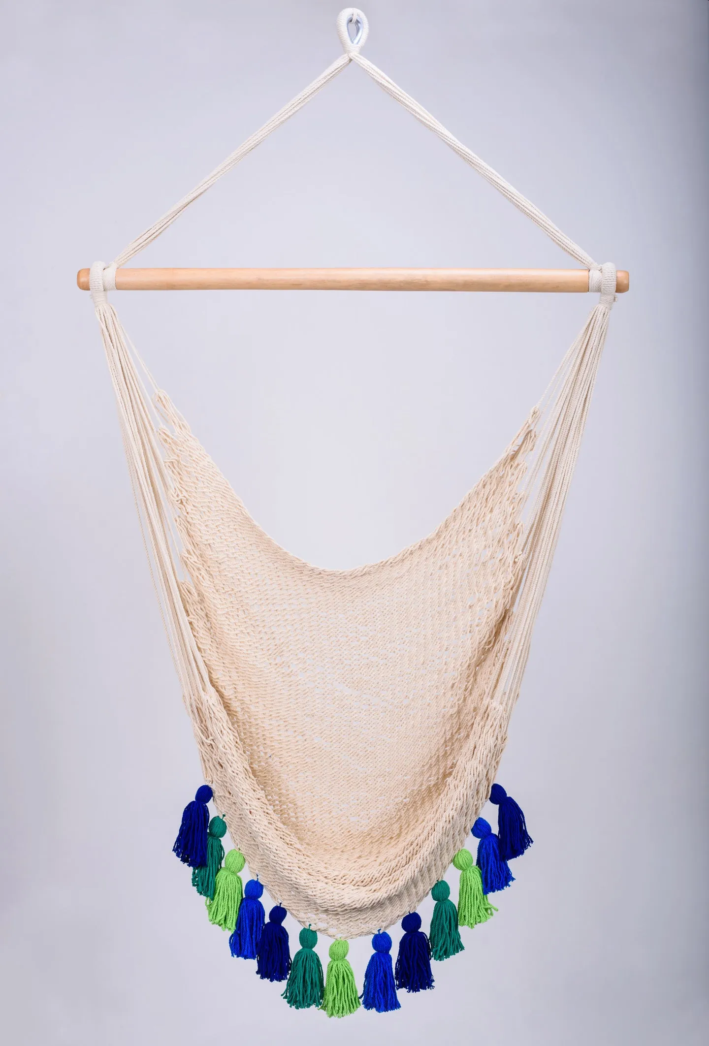 Deluxe Natural Cotton Hammock Swing with Rainforest Inspired Tassels