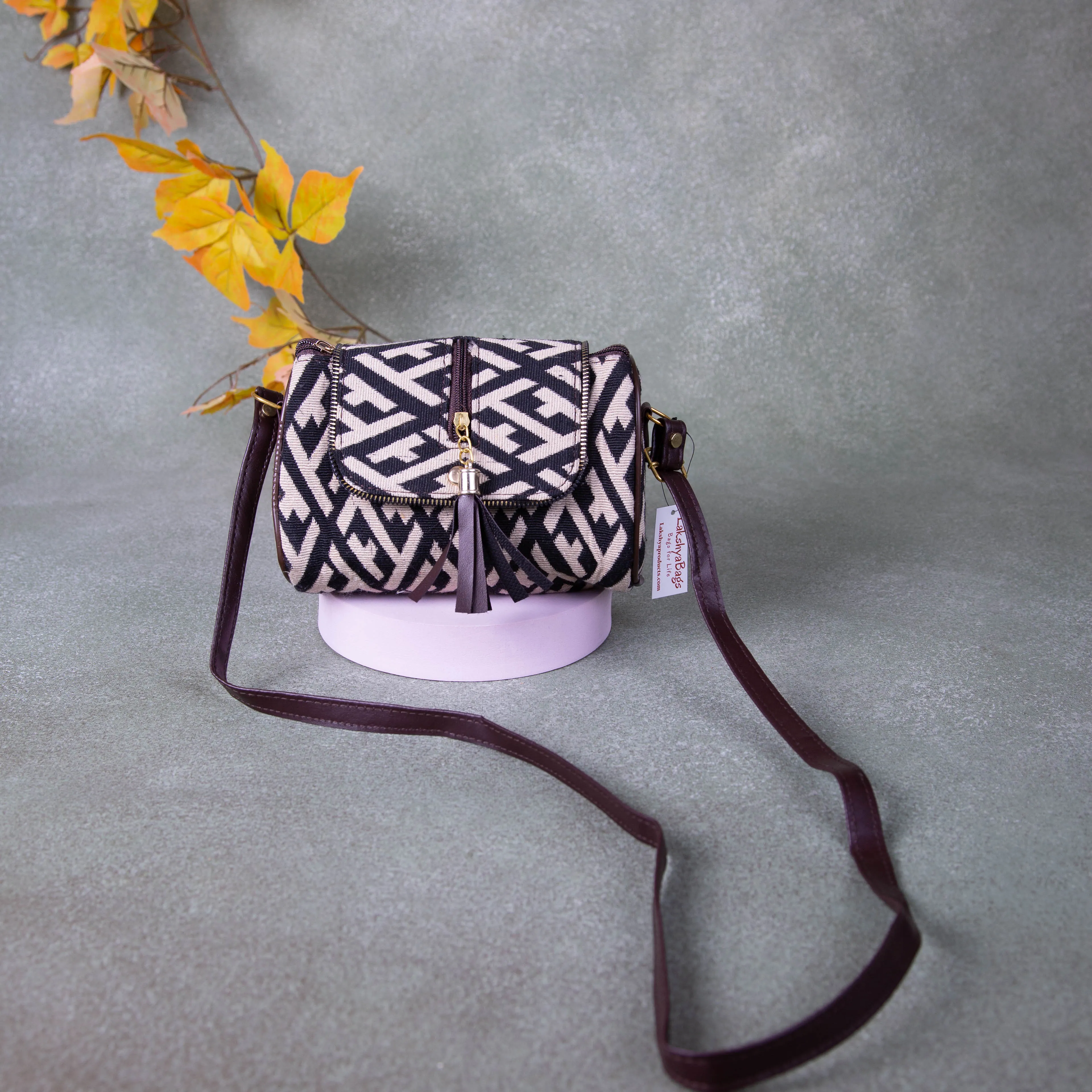 Easy Slings Black Colour with White Prints- Boho (Double partition)