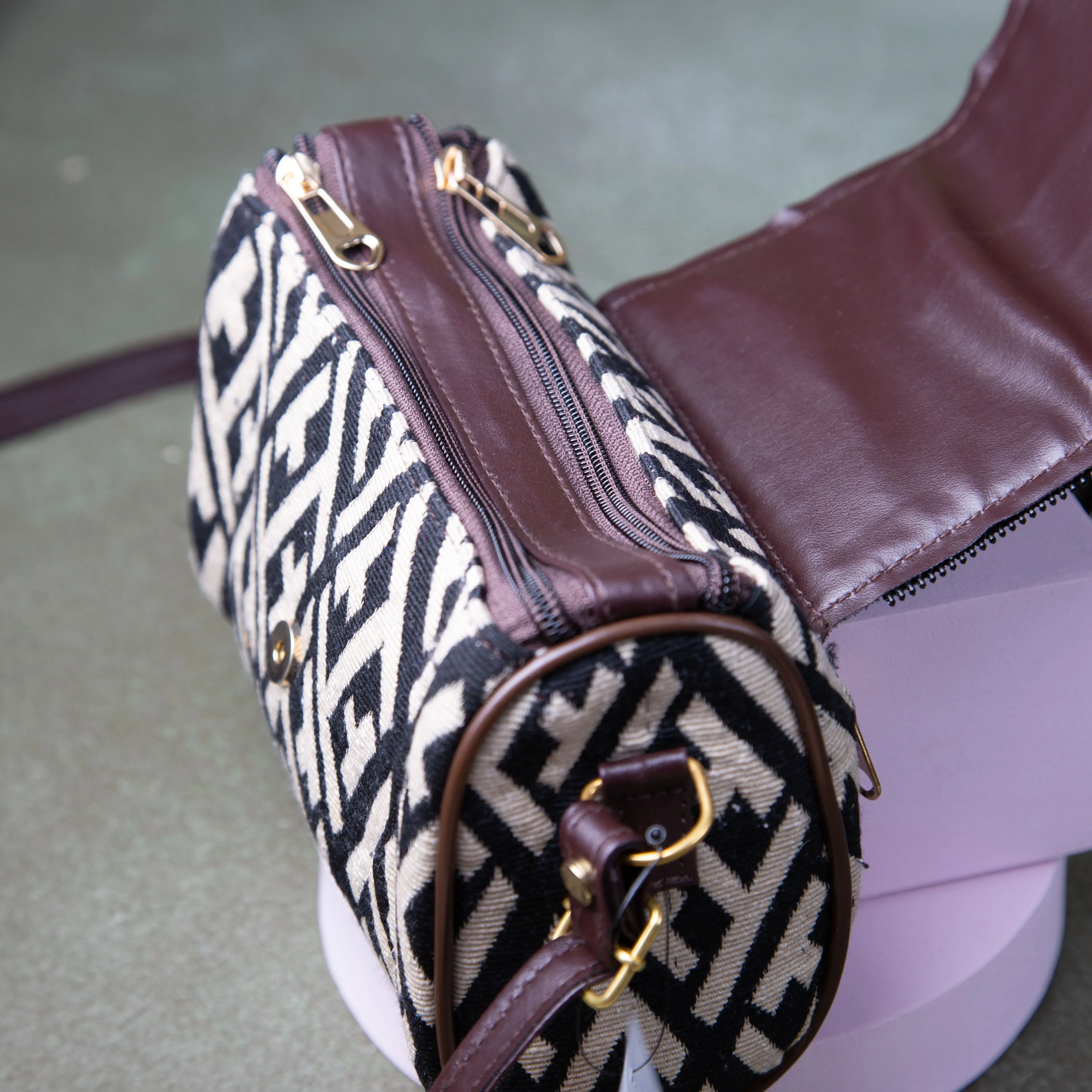 Easy Slings Black Colour with White Prints- Boho (Double partition)