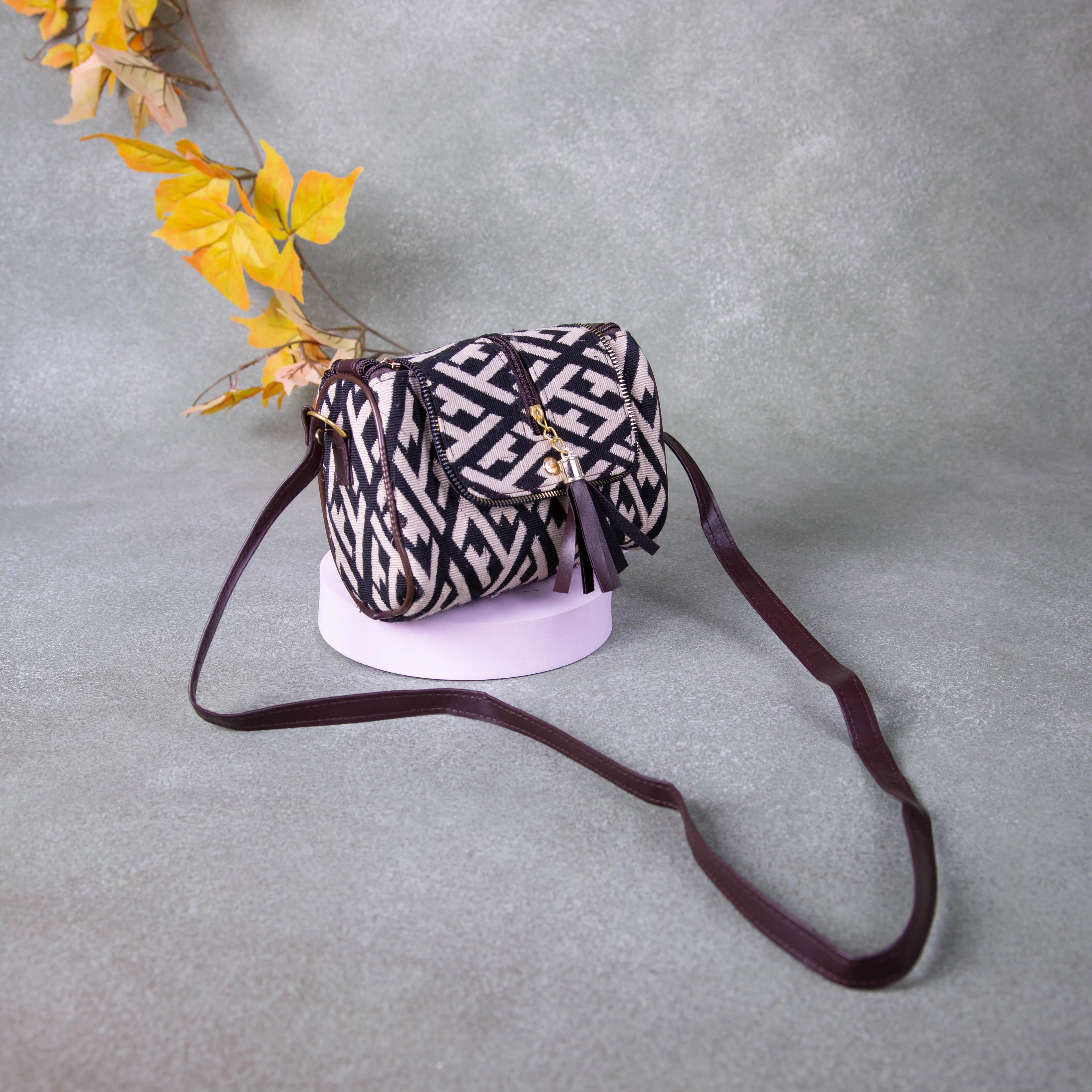 Easy Slings Black Colour with White Prints- Boho (Double partition)