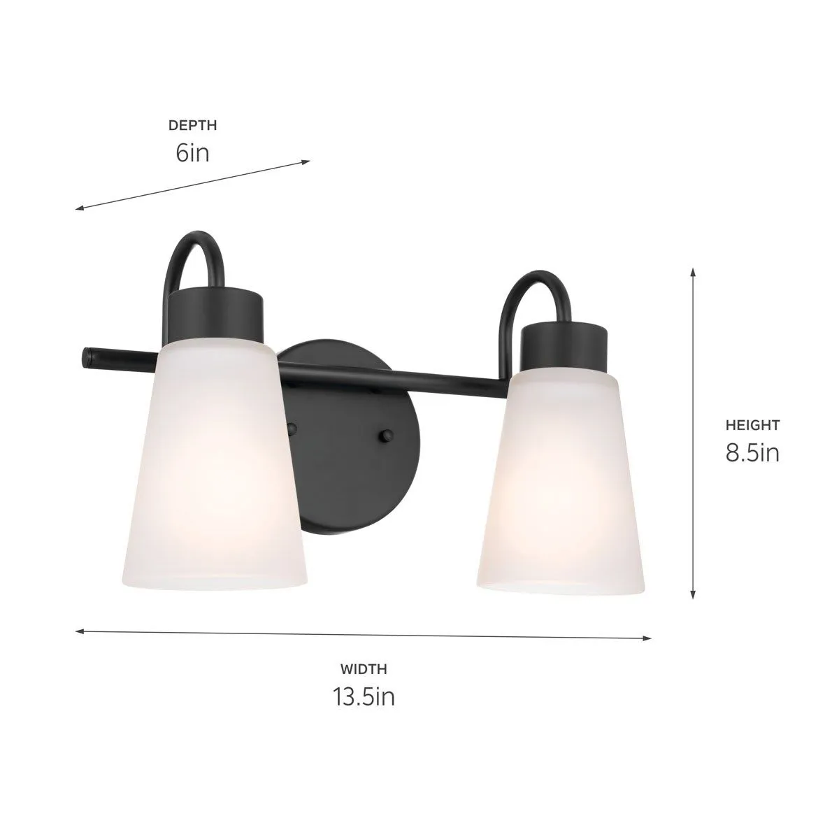 Erma 14 in. 2 Lights Vanity Light Black finish