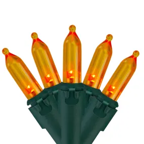 essential 100ct LED Mini Christmas Lights Green - 33' Green Wire Orange