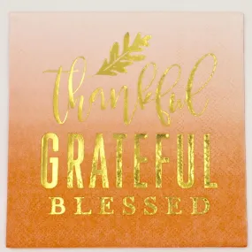 Fall Cocktail Napkins | Thankful Grateful - Foil - 20ct