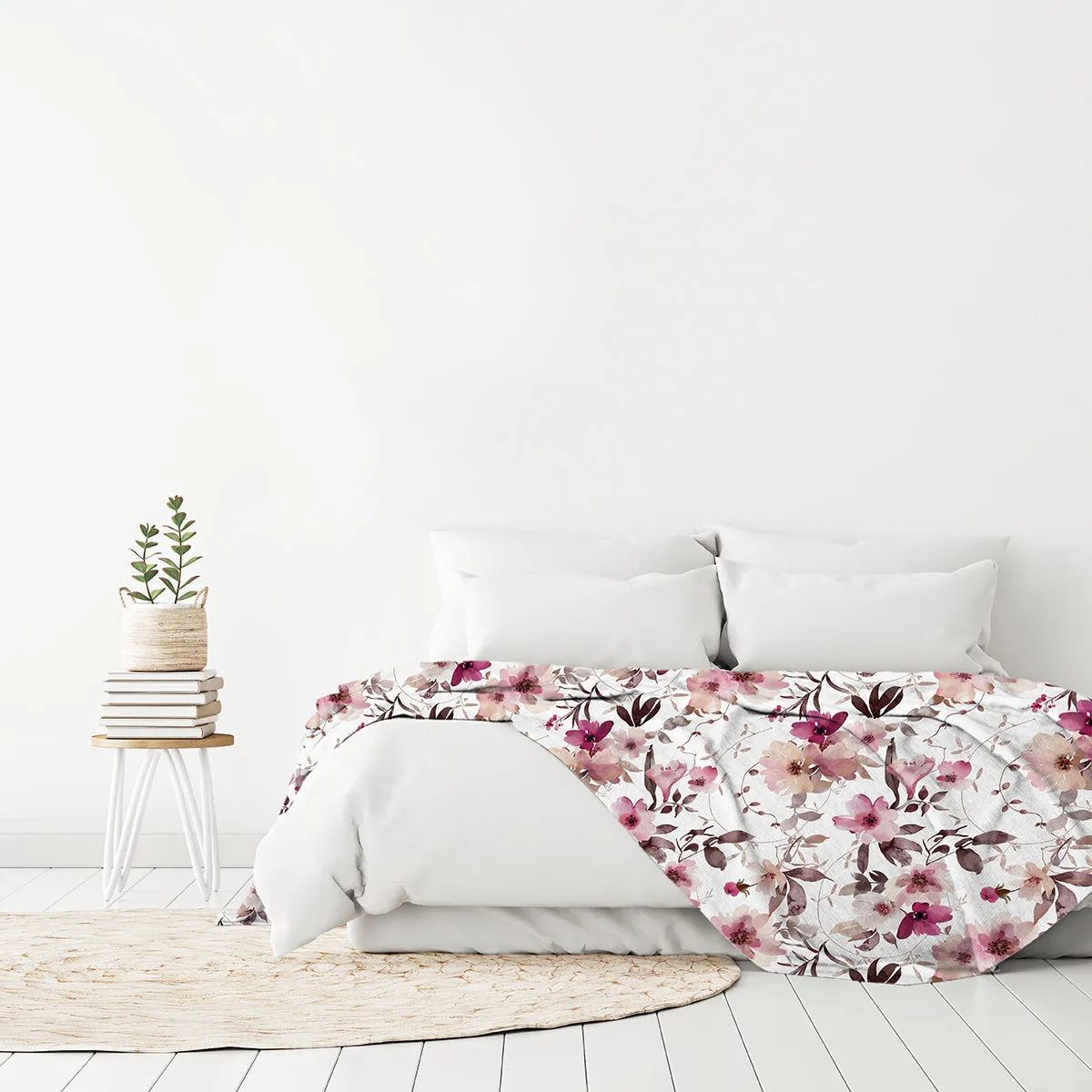 Floral Printed Queen-sized Fleece Blanket CC60