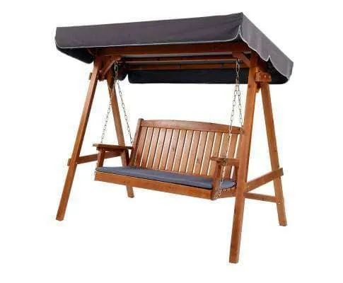 Garden Wooden Swing Chair Garden Bench Canopy 3 Seater Outdoor Furniture