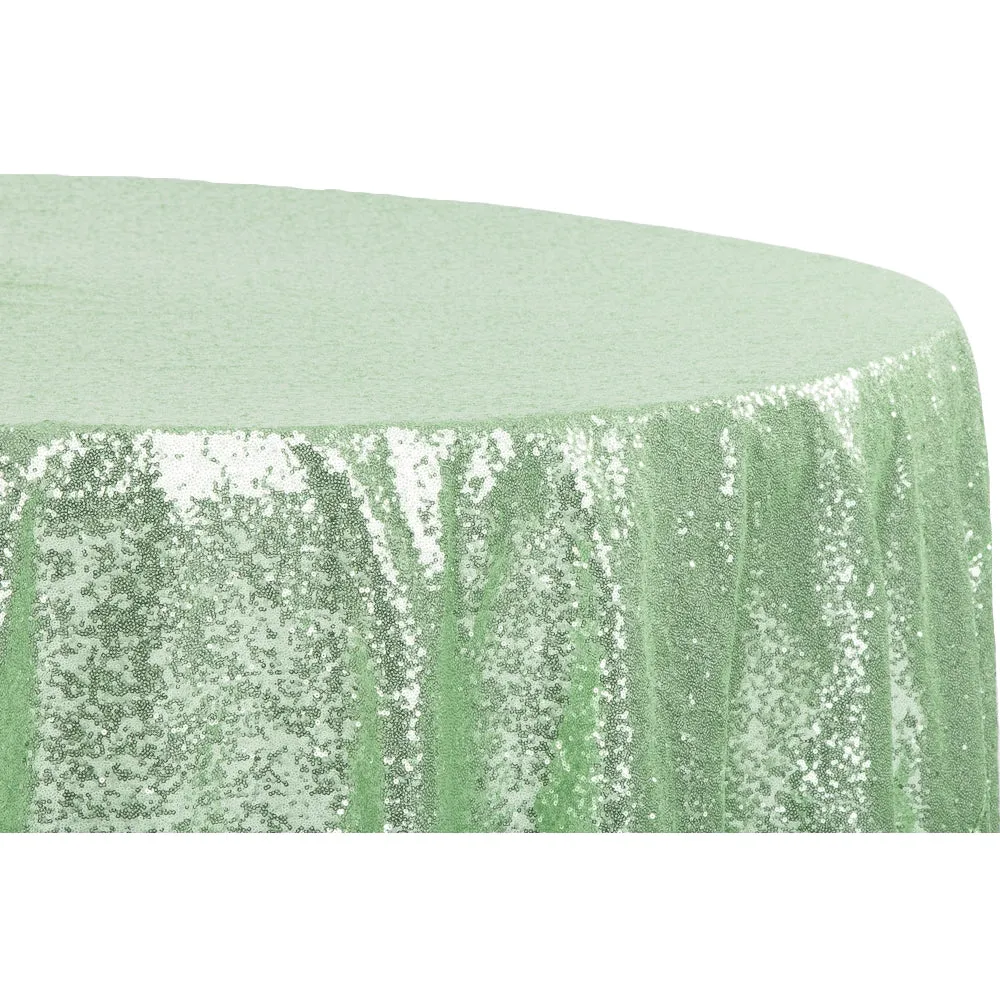 Glitz Sequins 120" Round Tablecloth - Mint Green