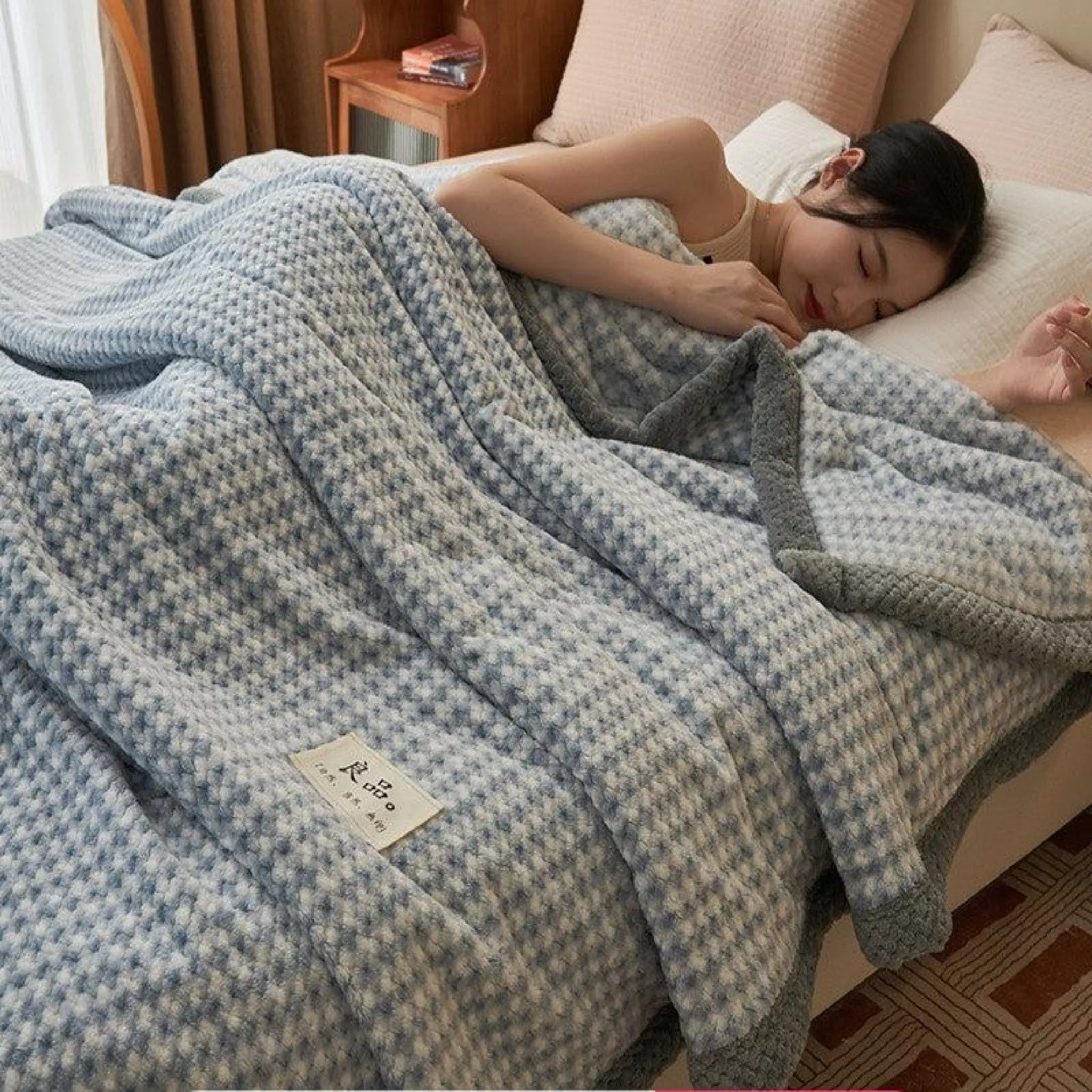 Grace Beanie Coral Fleece Winter Blanket for Cozy Comfort