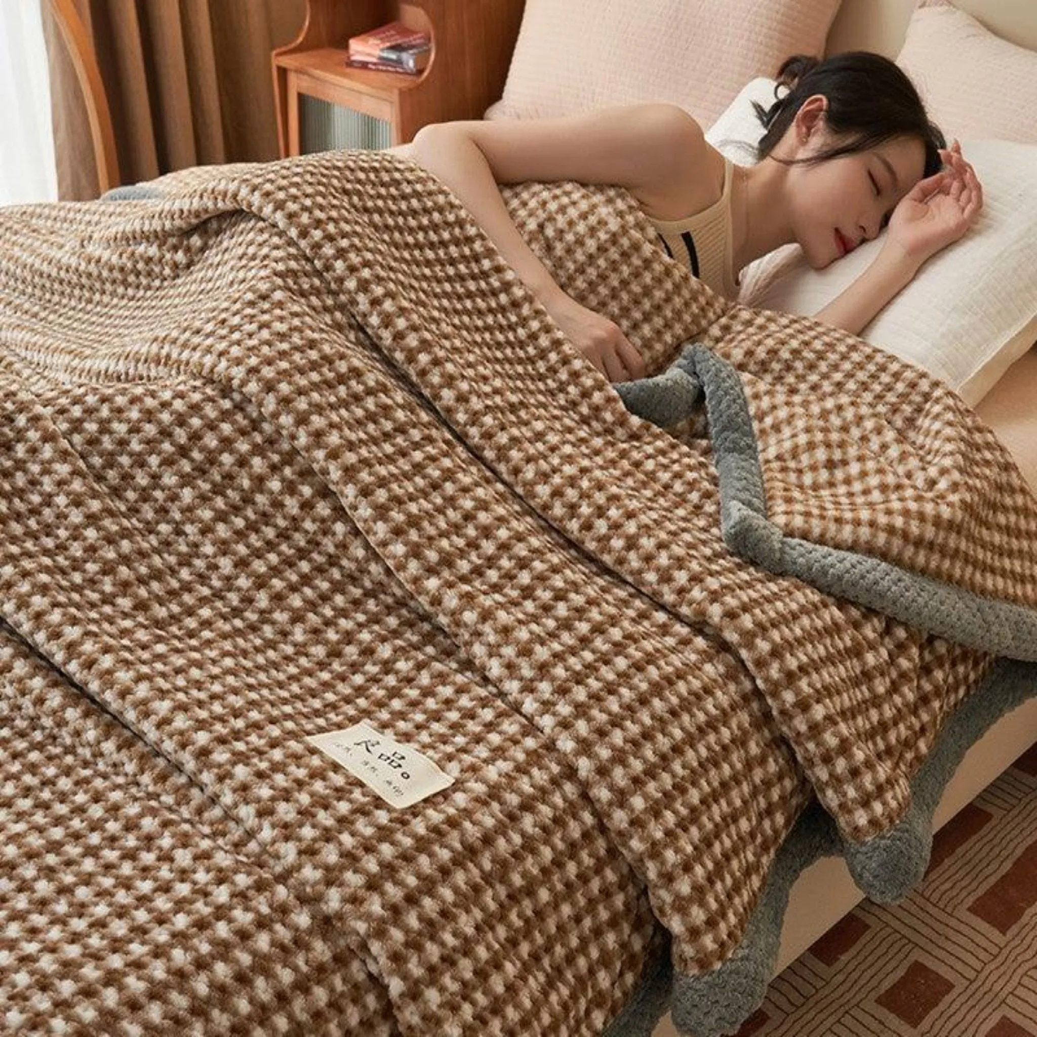Grace Beanie Coral Fleece Winter Blanket for Cozy Comfort