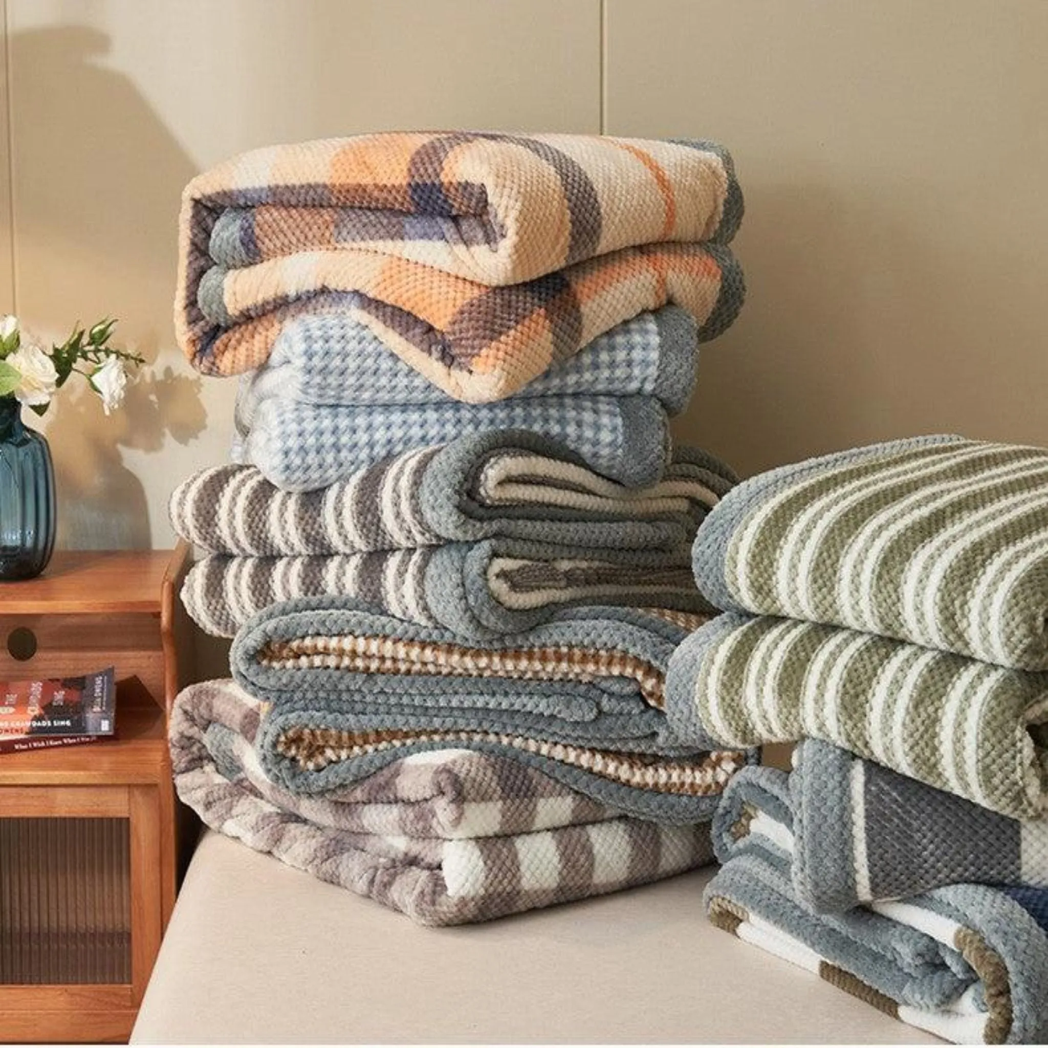 Grace Beanie Coral Fleece Winter Blanket for Cozy Comfort