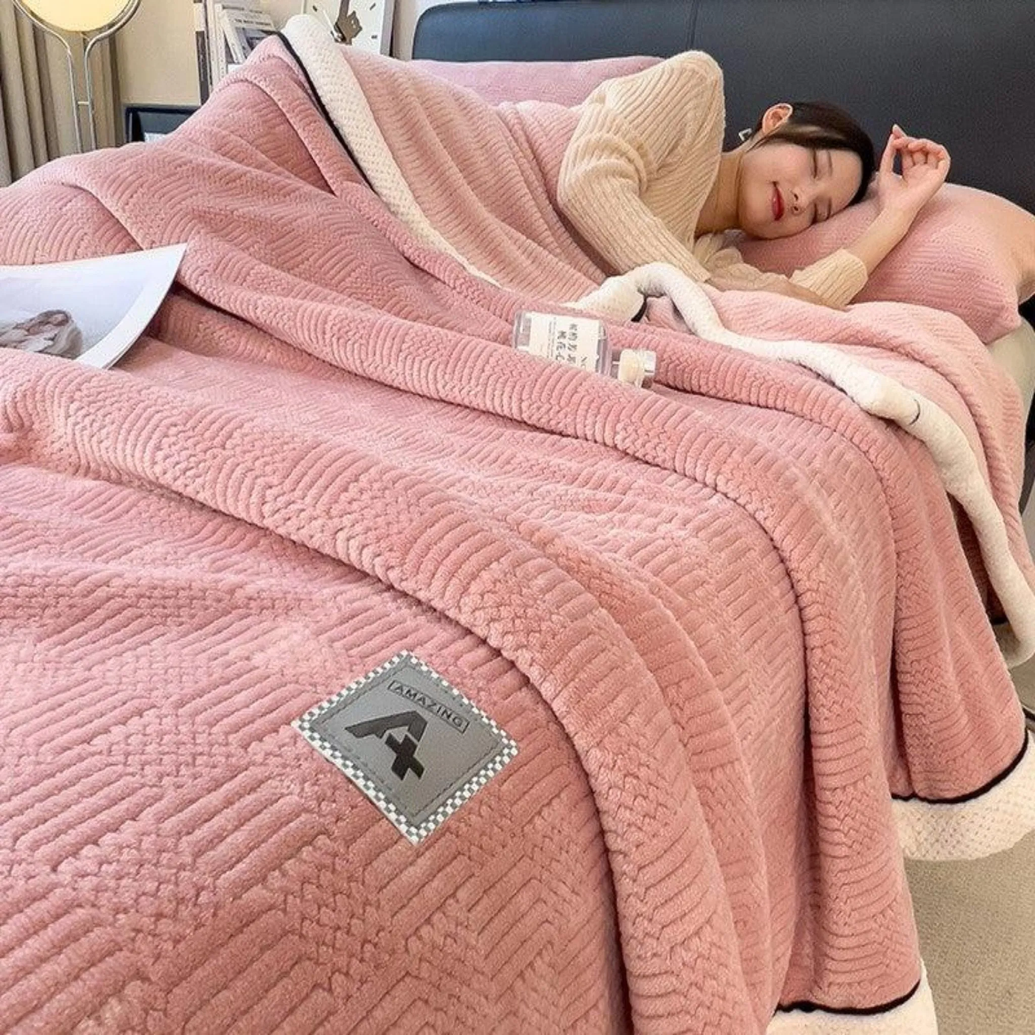 Grace Beanie Coral Fleece Winter Blanket for Cozy Comfort
