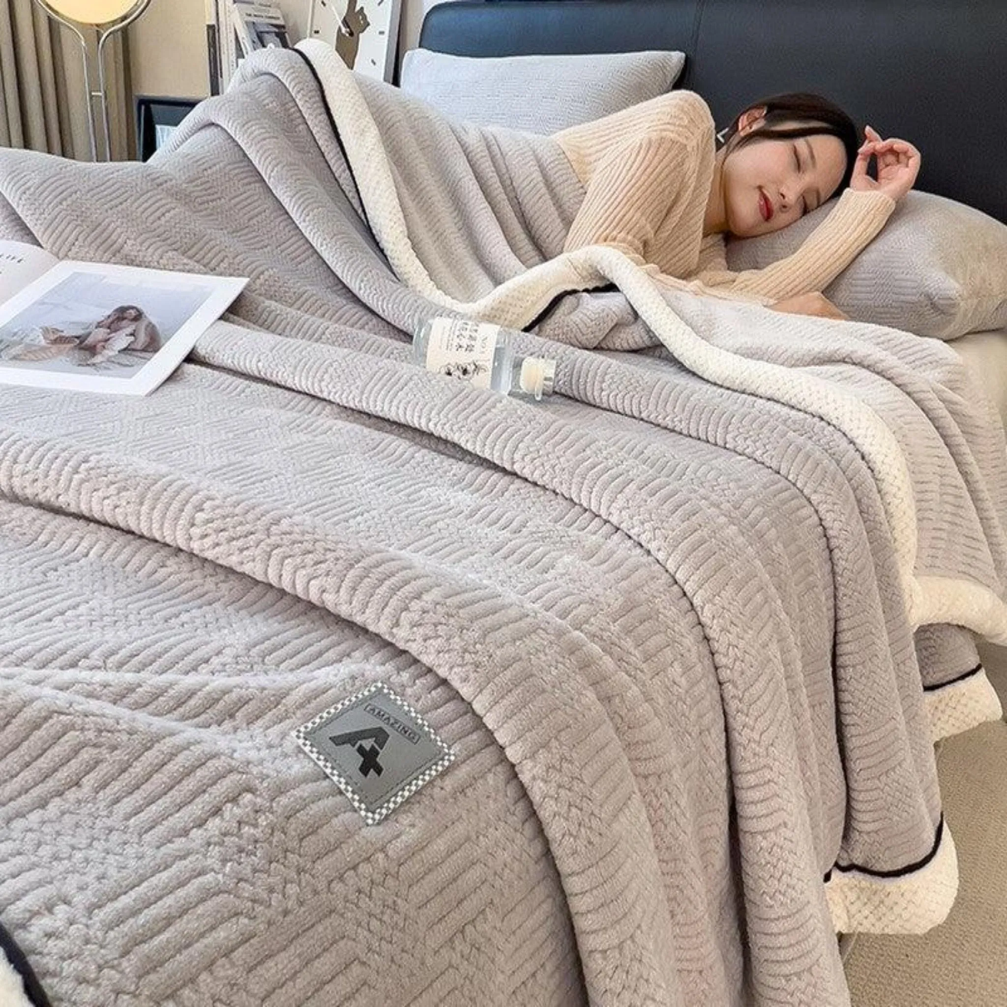 Grace Beanie Coral Fleece Winter Blanket for Cozy Comfort