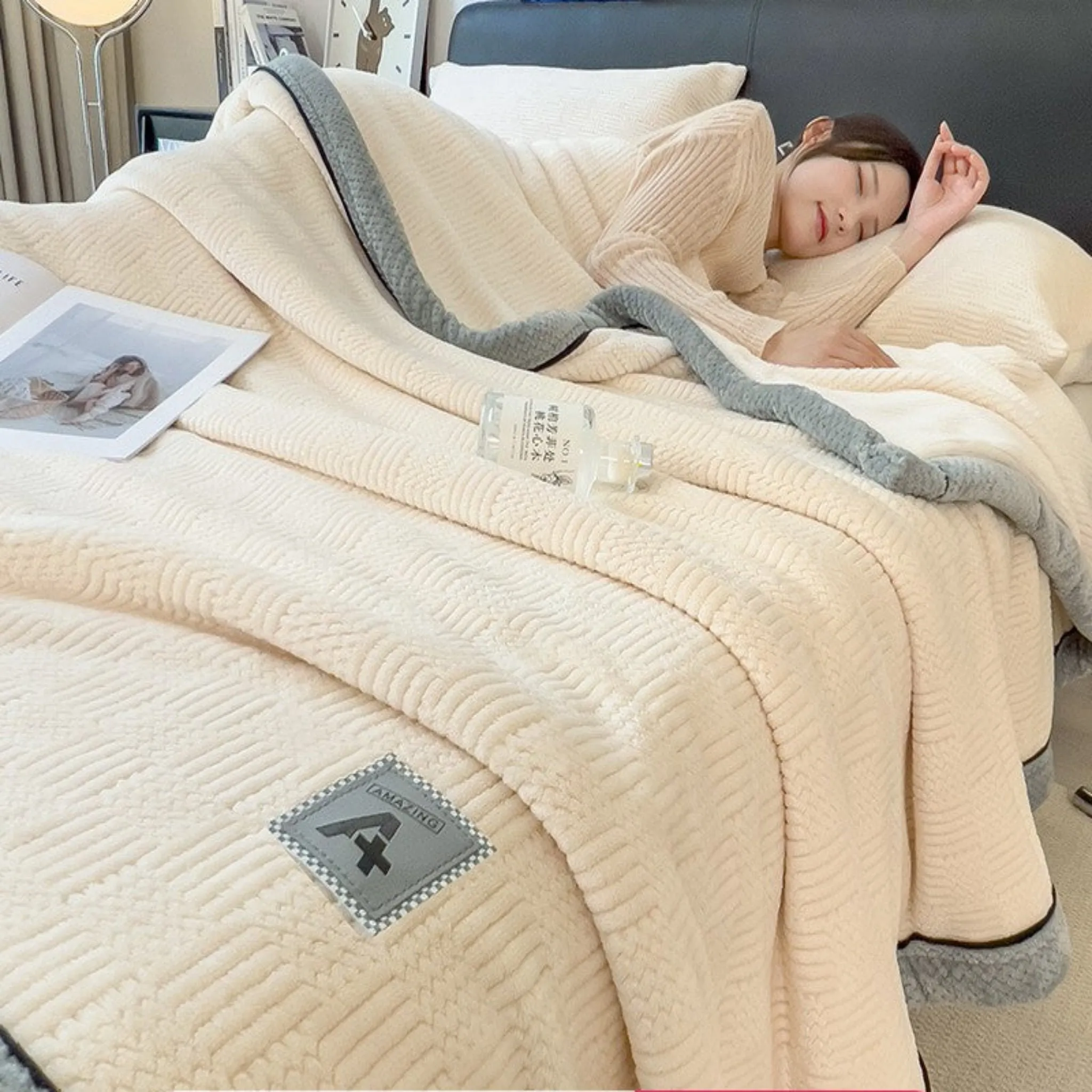 Grace Beanie Coral Fleece Winter Blanket for Cozy Comfort