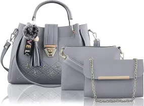 Grey Handbag For Women (combo pack of 3)